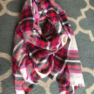 3/$10 Red and Pink Plaid Blanket Scarf Amazon